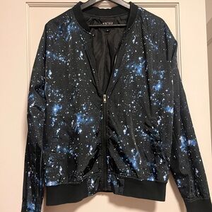 Xxx Rude Galaxy Black and Blue Bomber Jacket
Size M